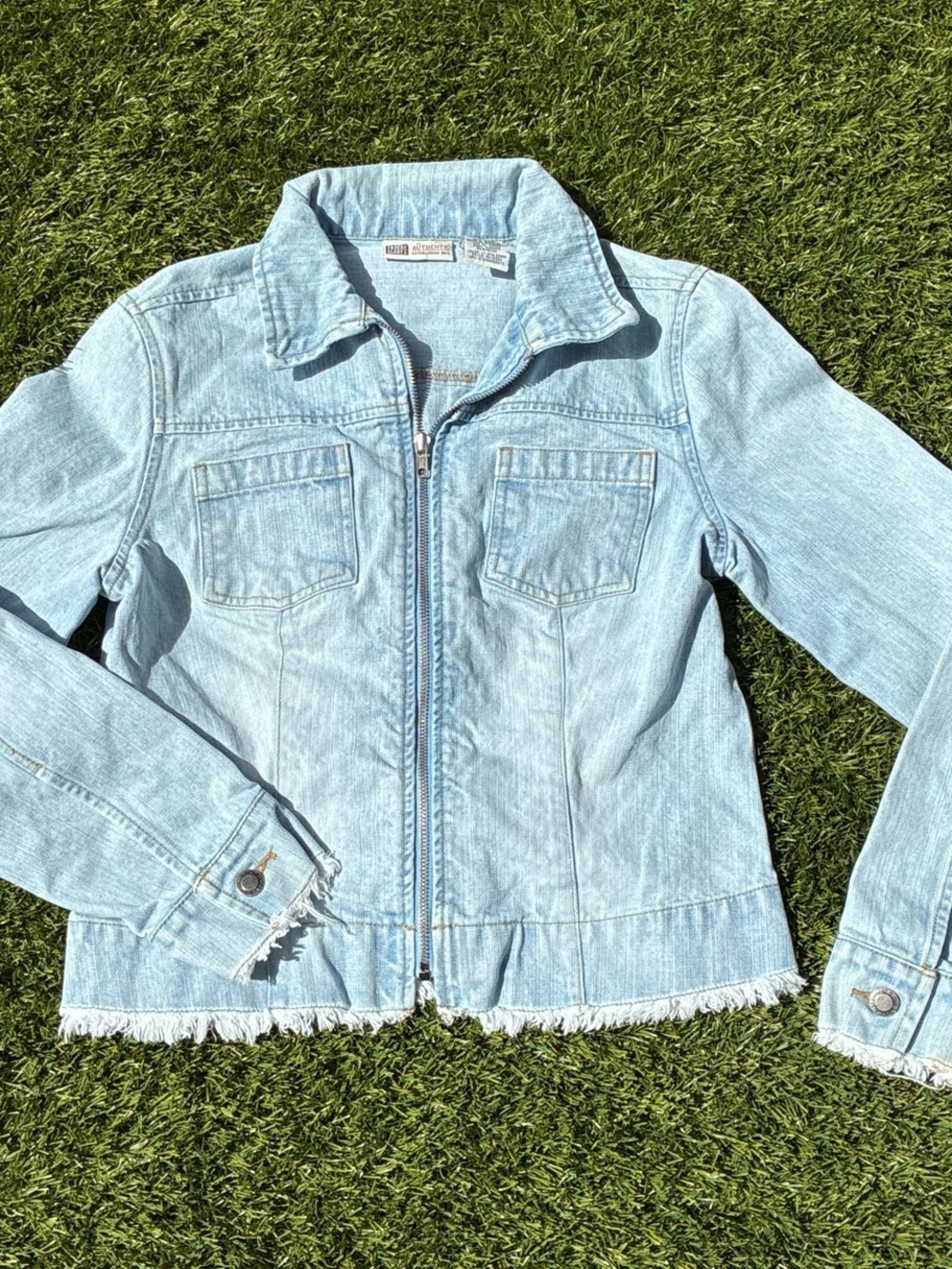 Faded Glory Light Blue Denim Zip Jacket